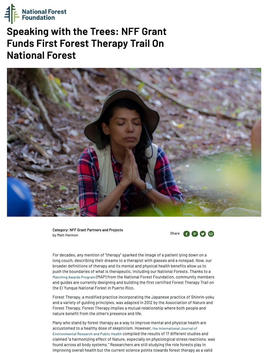 National Forest Foundation Speaking with the Trees: NFF Grant Funds First Forest Therapy Trail On National Forest