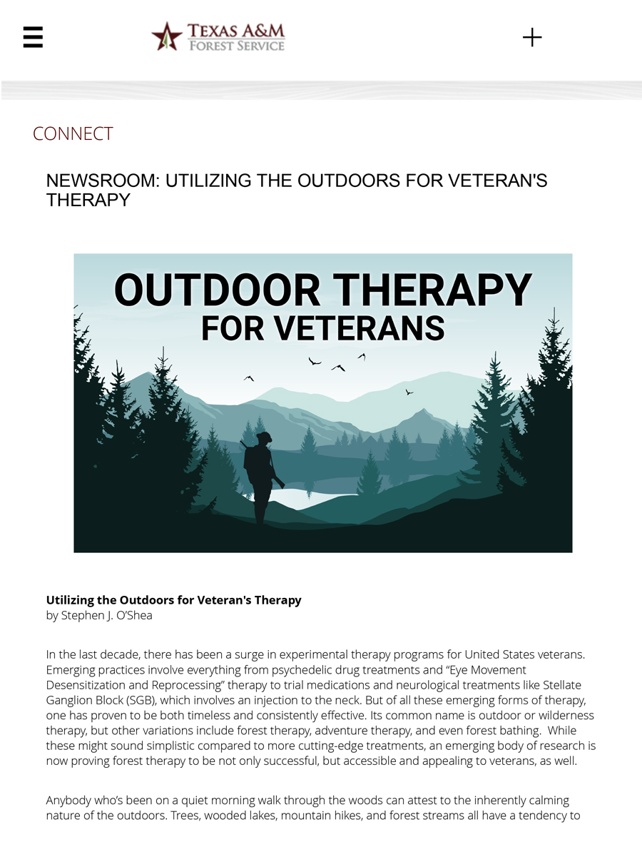 CONNECT - UTILIZING THE OUTDOORS FOR VETERAN'S THERAPY